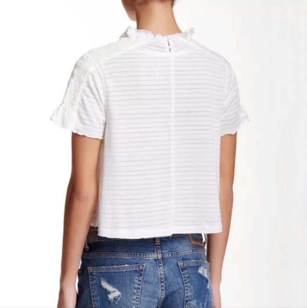 Free People sweetie crop top ruffle neck in ivory - Picture 2 of 7